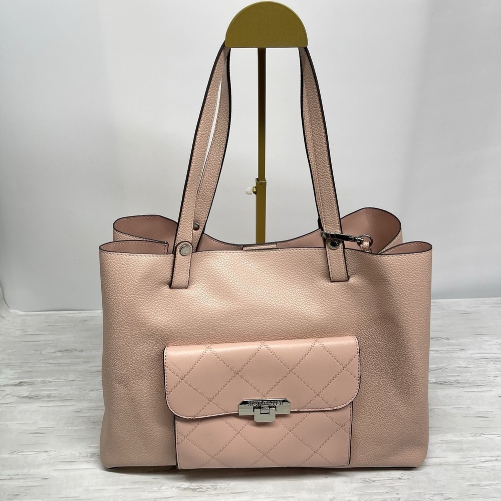 Steve Madden Large Pink Soft Faux Leather Tote Purse Travel Shoulder‎ Bag